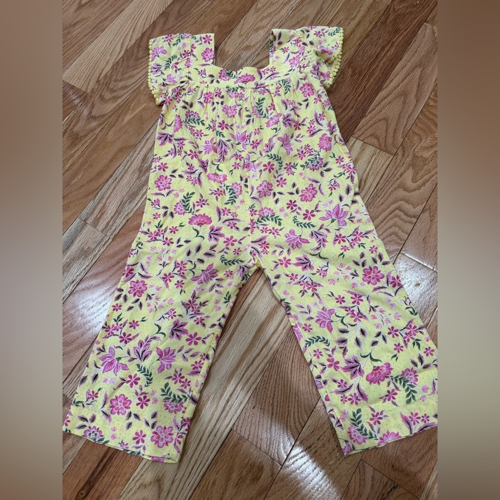 Old Navy Floral Pink and Yellow Kids Jumpsuit NWT